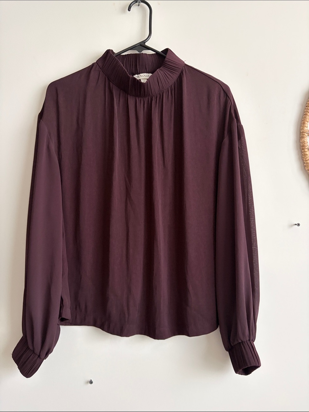Pleated Mock Neck Blouse - size XS